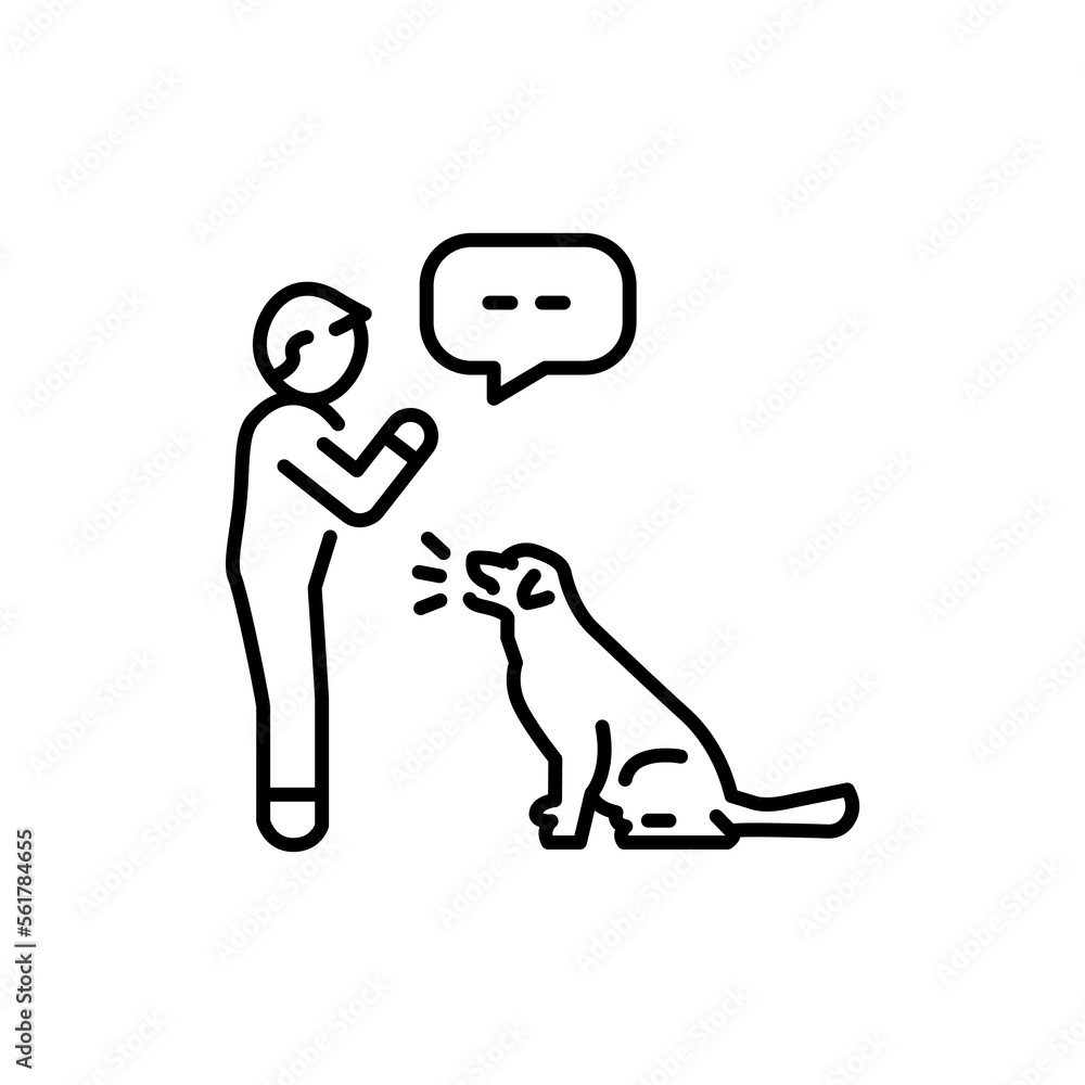 Command voice color line icon. Dog training. Command voice color line icon. Dog training.