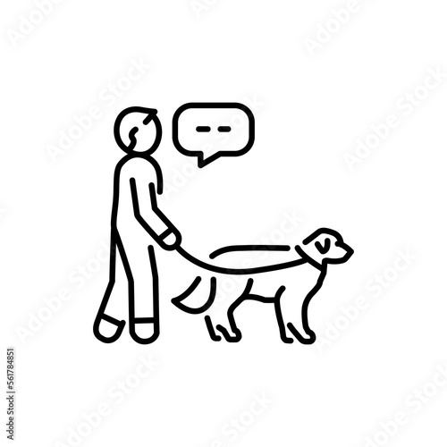 Walk with pet color line icon. Dog training.