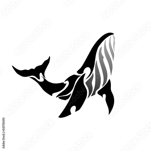 Vector tribal art tattoo whale