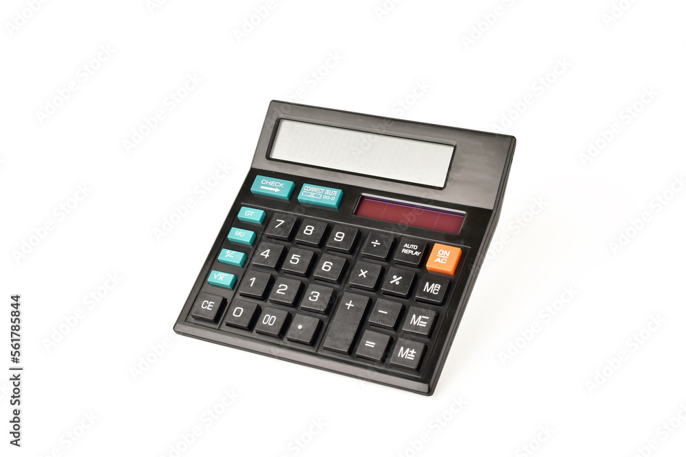 Modern calculator on white background with clipping path Modern calculator on white background with clipping path