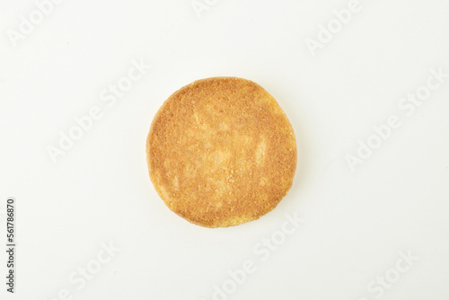 Back view of biscuit on white background