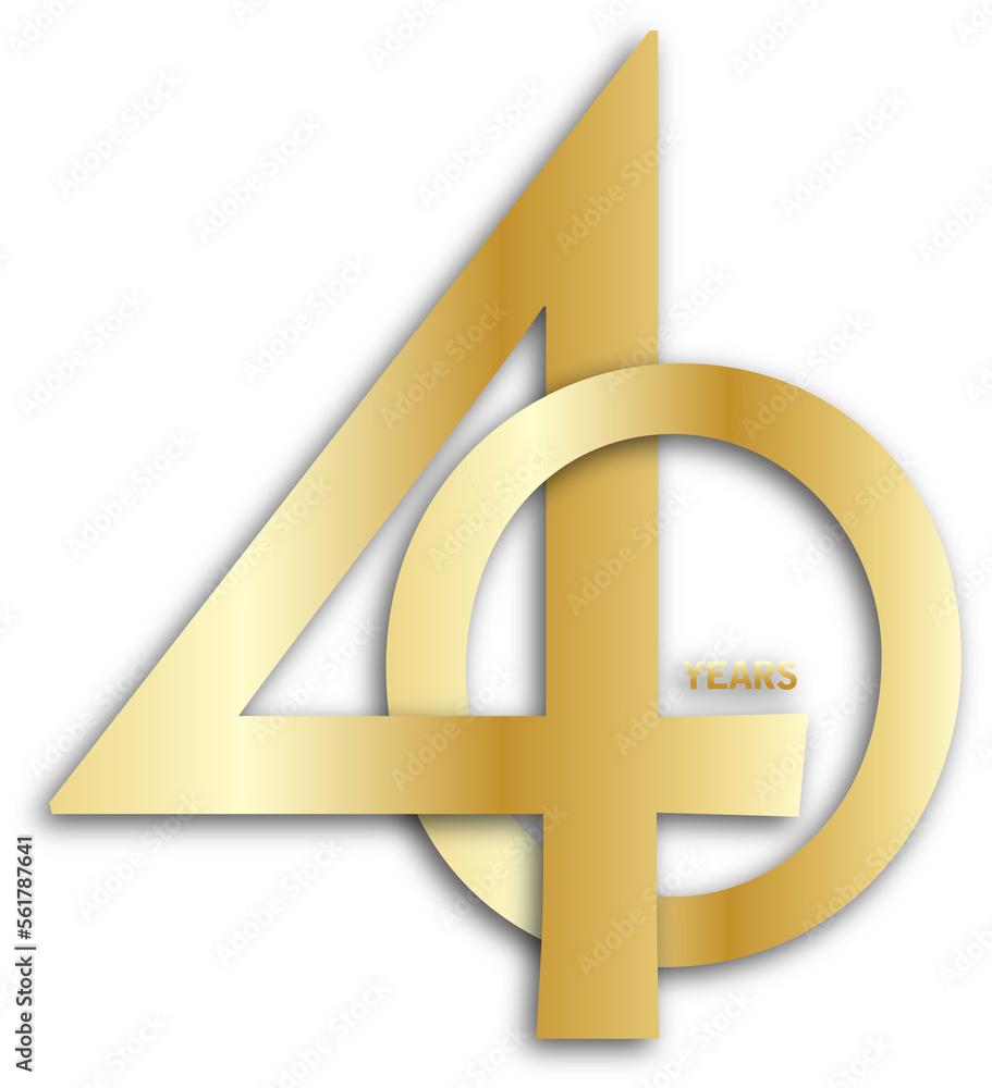 40 YEARS interlocking gold icon on transparent background Stock