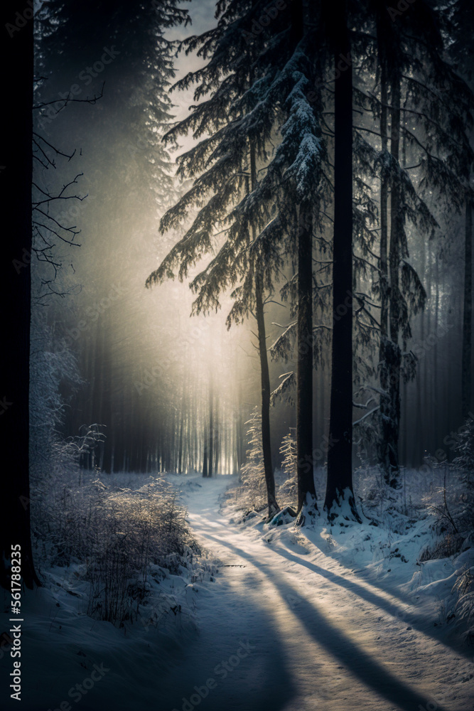Obraz premium Landscapes with forests in the fog, mysterious forests