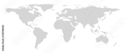 Earth infographic, isolated monochrome world map with a grained texture. Business infographics or presentations with information. Vector world map in flat style