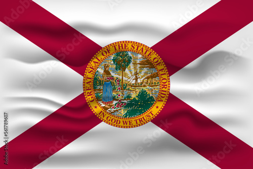 Waving flag of the Florida state. Vector illustration.