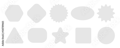Paper stickers with different shapes, isolated colorless forms with copy space. Piece of sheet texture, star and square, circle and rhombus. Vector in realistic style