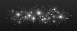 Luminous dust effect on transparent background. Sparkling magic dust particles. Christmas light concept.