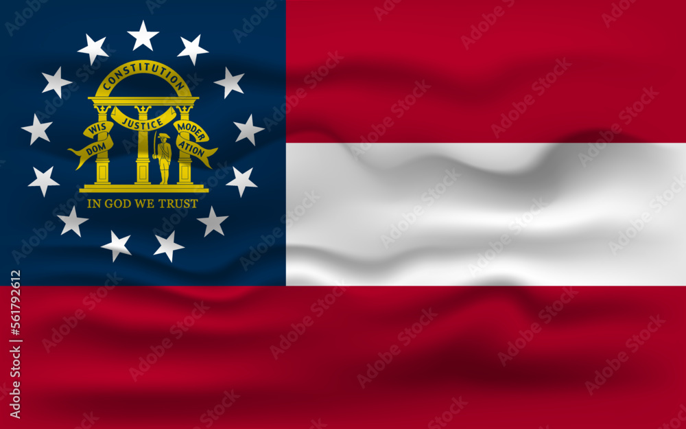 Waving flag of the Georgia state. Vector illustration. Waving flag of the Georgia state. Vector illustration.