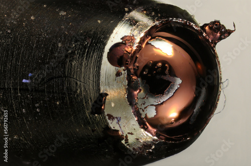 Extreme close up of the tip of a ballpoint pen