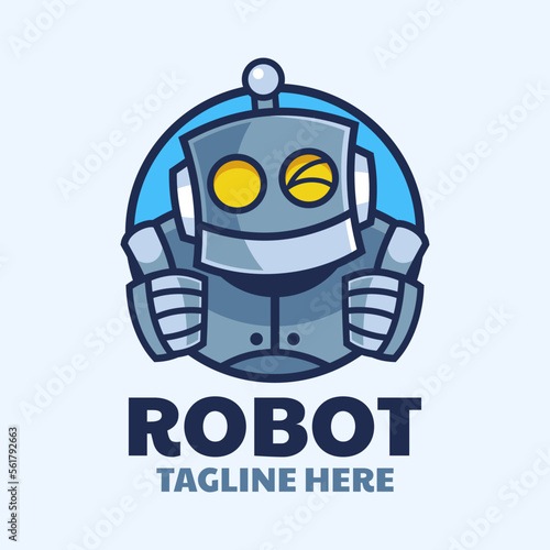 Robot Thumbs Up Cartoon Logo Design