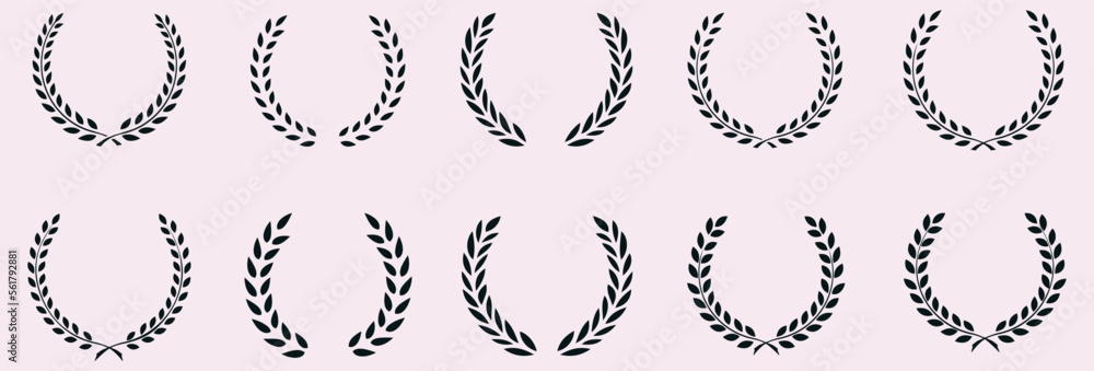Laurel wreath. Silhouette laurel wreath. Emblem floral greek branch ...