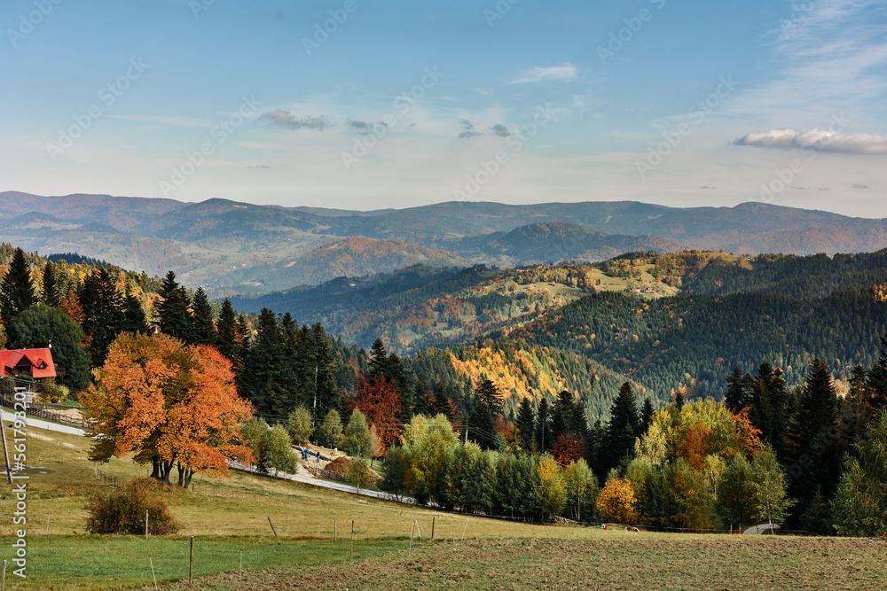 Autumn view from Obidza in the Beskid Sądecki Autumn view from Obidza in the Beskid Sądecki