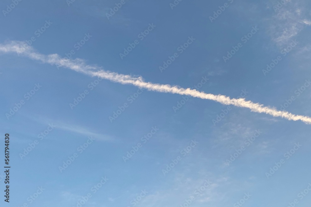 Contrails background, line-shaped clouds after the plane flies Contrails background, line-shaped clouds after the plane flies