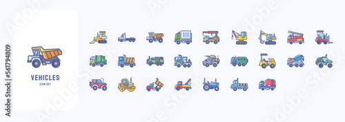 Heavy vehicles icon, including icons like crane, Fire truck, Truck,  and more
