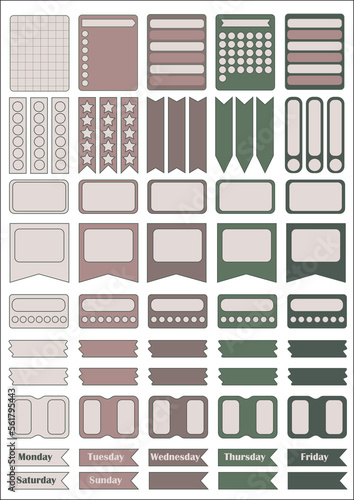 Stickers for planner of pastel colors