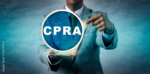 Unrecognisable Business Manager Pointing At CPRA photo