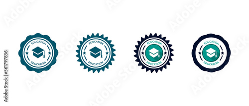 Education seal stamp vector set. stamp symbol in flat style concept.	