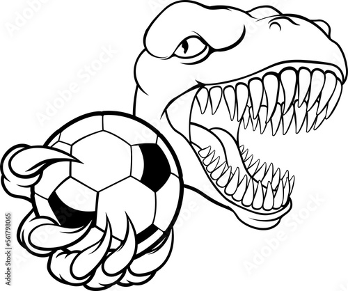Dinosaur Soccer Football Player Sports Mascot