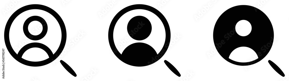 magnifier glass icon set. search friends icon sign symbol, vector illustration magnifier glass icon set. search friends icon sign symbol, vector illustration