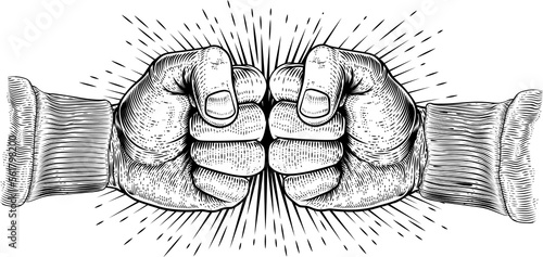 Fists Punching Vintage Wood...
