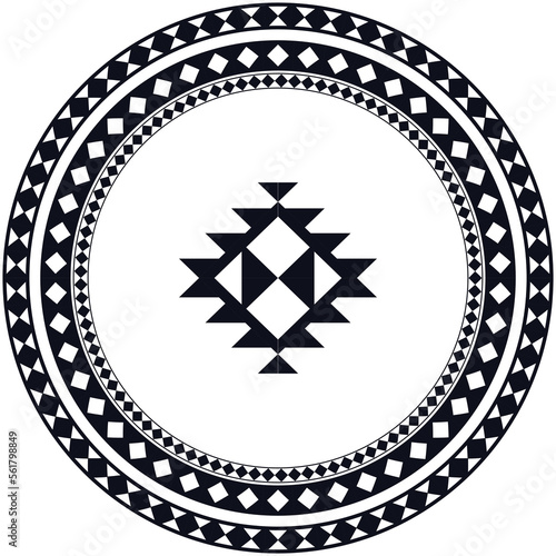 Abstract decorative frame. Round shape. Ethnic pattern white background. jewelry, plates, watches