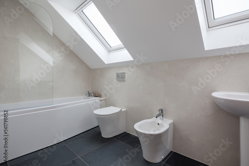 Modern attic style bathroom