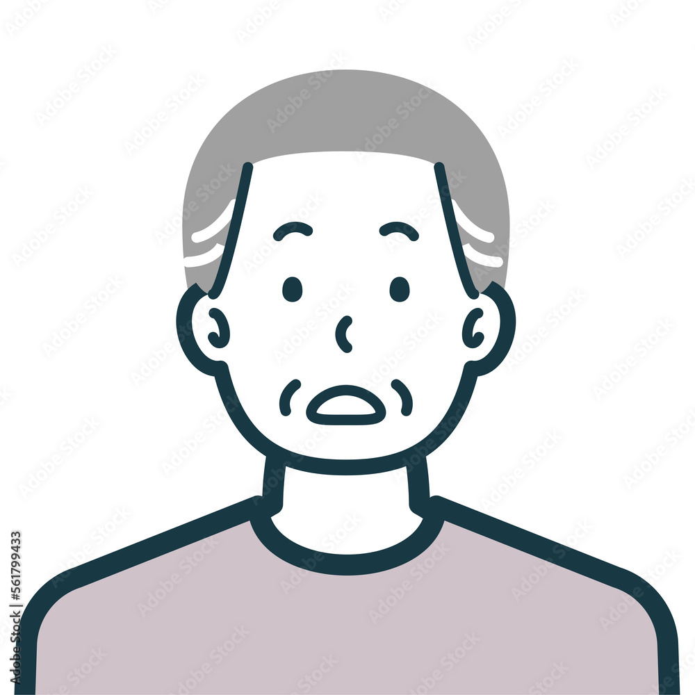 Fototapeta premium キョトンとした顔の私服シニア男性のバストショット