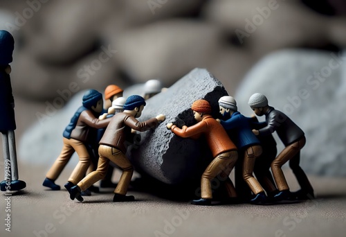 photo of a team of people working together towards a common goal, with a sense of unity and determination (AI)