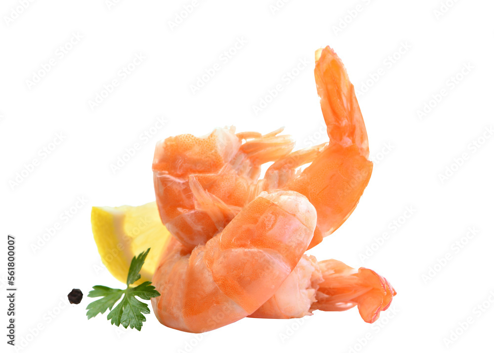 Shrimps on white background isolated