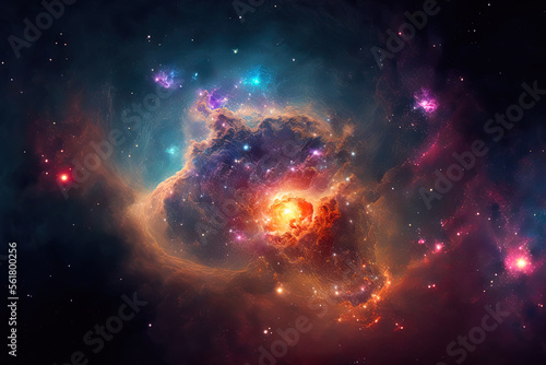 Universe filled with stars  nebula and galaxy. Generative AI