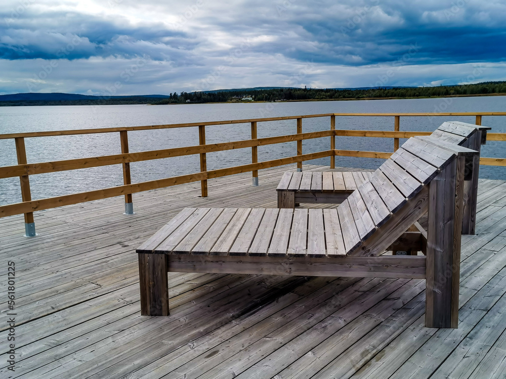 bench on the beach , image taken in Lofoten islands, norway , scandinavia, , europe