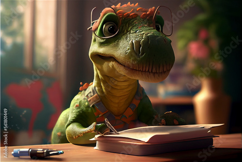Funny dinosaur at school, i...