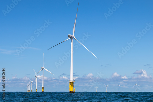 Offshore wind farm, wind turbines, for the Dutch coast photo