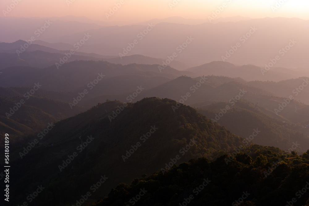 Mountian range landscape look from view point of Pui Ko Mountain