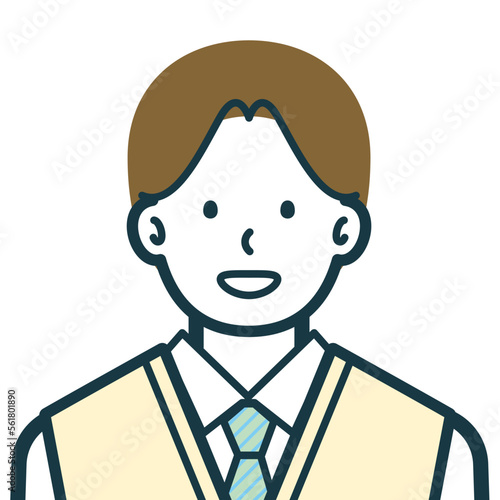 ほほえみの男子高校生のバストショット3