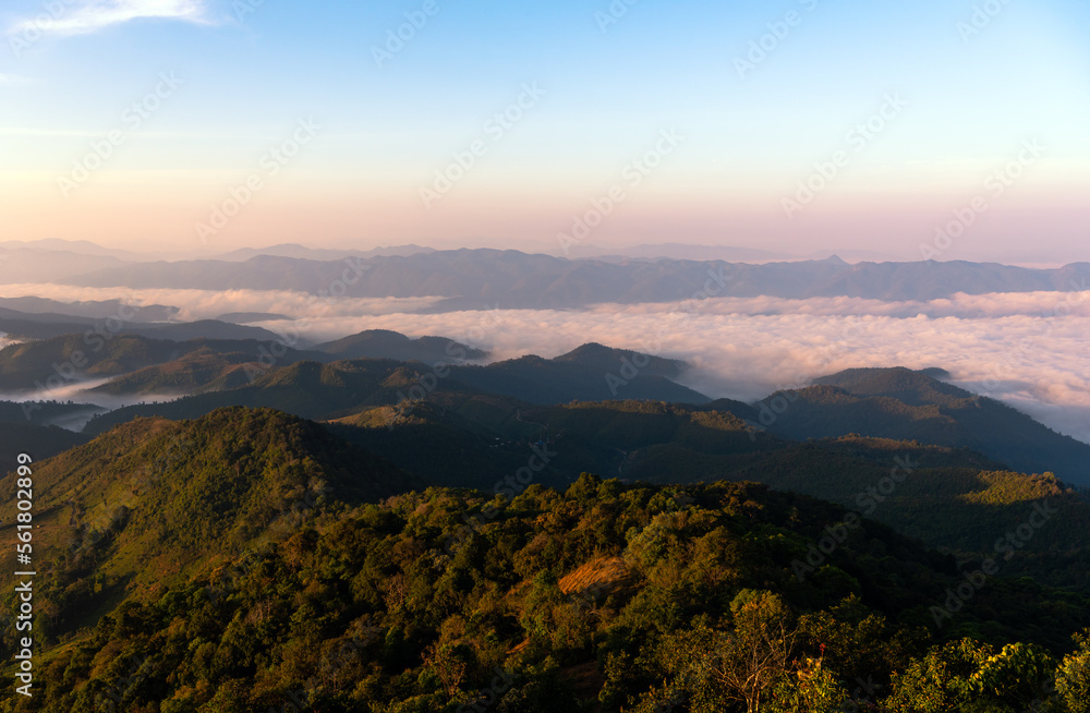 Mountian range landscape look from view point of Pui Ko Mountain