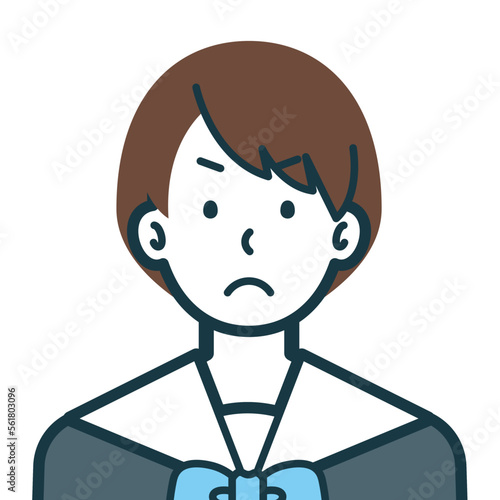 仏頂面の女子高校生のバストショット2