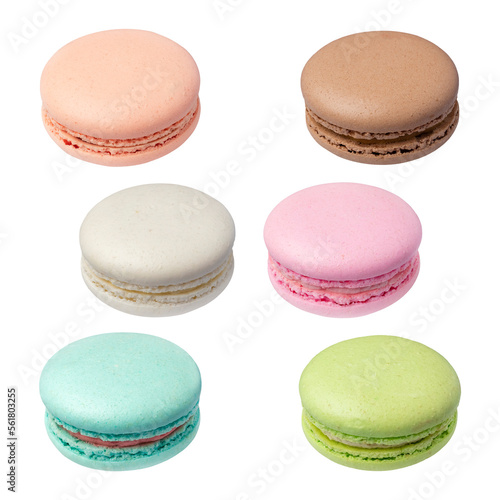 Foto Set of colored macarons on a transparent background