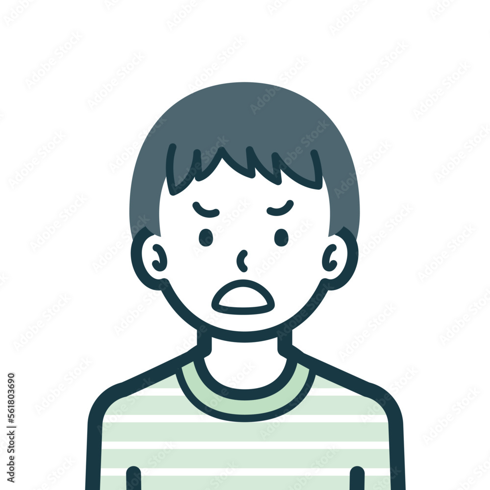 怒った顔の男の子のバストショット2 怒った顔の男の子のバストショット2