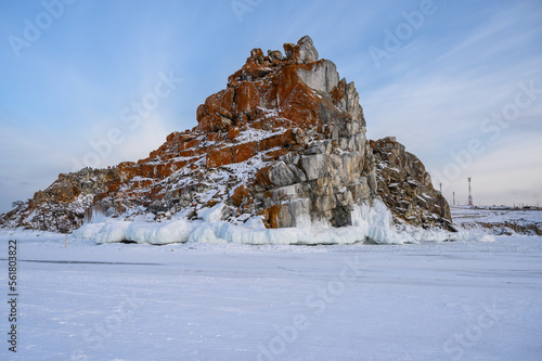 Wallpaper Mural Shamanka Rock. sunset. Olkhon Island. snowy and frosty winter. Torontodigital.ca