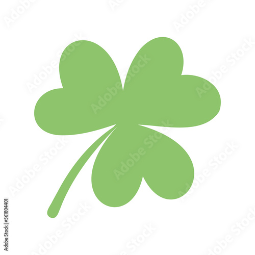 Green Trifolium clover silhouette. Irish holiday Saint Patrick's Day element. Irish symbol shamrock. Vector flat illustration for greeting card, poster, banner isolated on white background