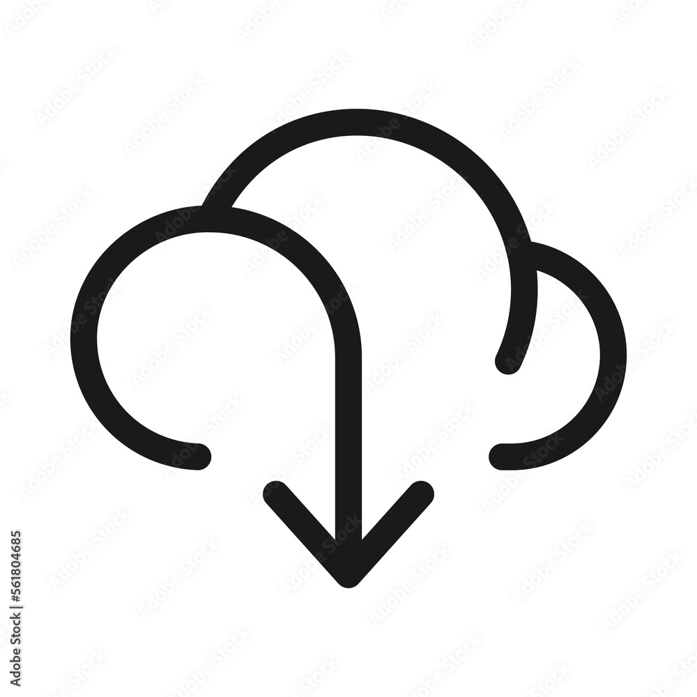 Cloud download line icon. Cloud file downloads vector illustration Cloud download line icon. Cloud file downloads vector illustration
