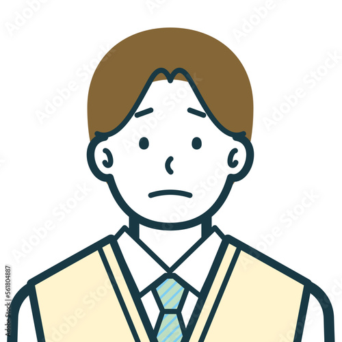 不安げな男子高校生のバストショット3