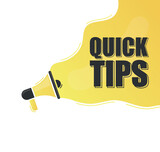 Quick tips. Megaphone alert message. Special offer sign. Advertising discounts symbol. Announce promotion offer. Message bubble. Quick tips text.
