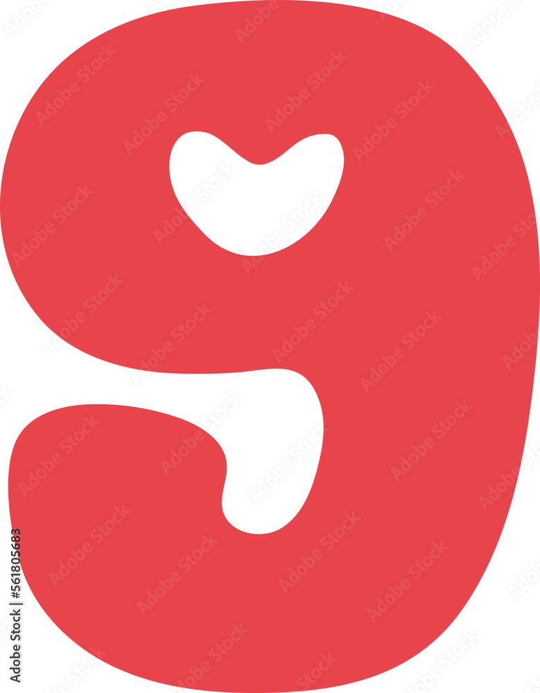 9 Nine Retro Valentine Number Font