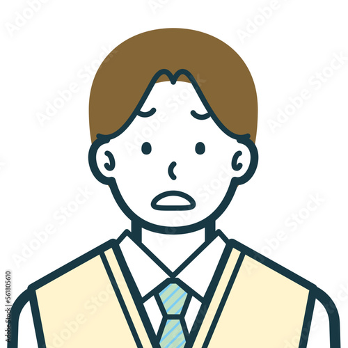 困り顔の男子高校生のバストショット3