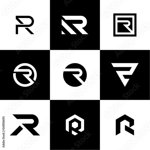 Initial letter R Logo Design Inspiration. With a Set of Business Company
