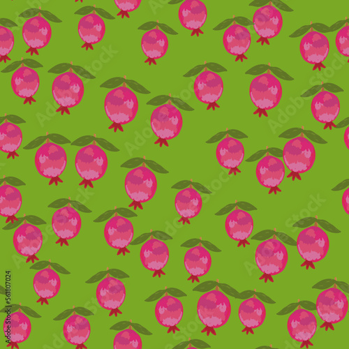 Hand drawn pomegranate fruit seamless pattern. Botanical fruits wallpaper.