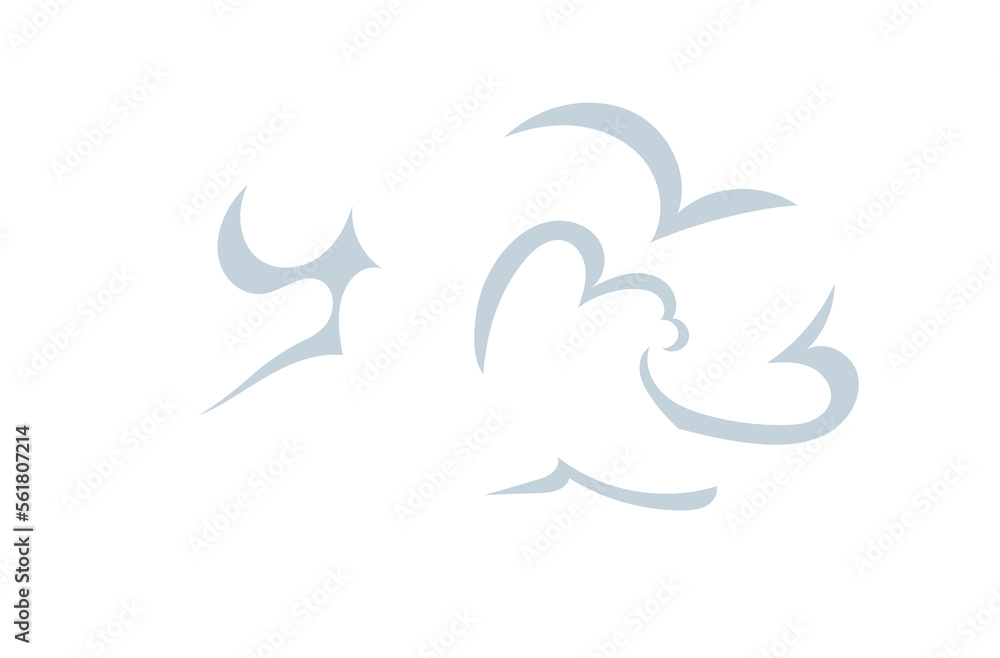 Smoke effect of vapor or clouds with wind blast movement. Illustration in comic cartoon design Smoke effect of vapor or clouds with wind blast movement. Illustration in comic cartoon design