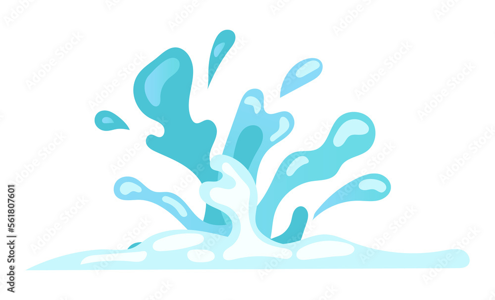 Blue water motion effect with flowing splashes and drops. Illustration in comic cartoon design Blue water motion effect with flowing splashes and drops. Illustration in comic cartoon design